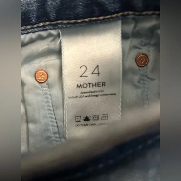 Mother Jeans The Saint Sz 24 Inseam 27 Distressed Jeans Cotton Blend Made USA - Picture 6 of 9